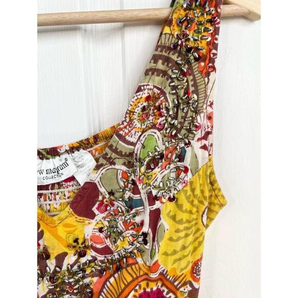 Vintage Lew Magram Collection Embellished Sleeveless Floral Pattern Dress Size M - Picture 5 of 10